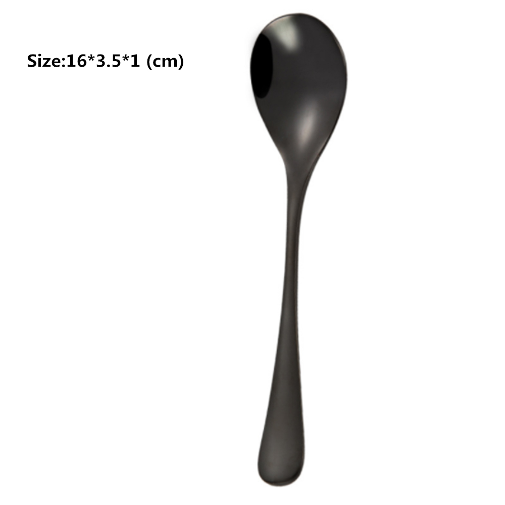 Stainless Steel Spoons Ceramic Handle Tea Coffee Scoop Vintage Gold Plating Dessert Spoon High Grade Cake Scoop Tool: black