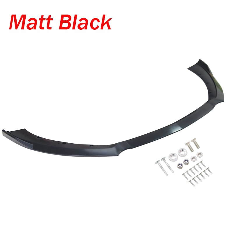 3 Pieces Carbon Fiber Look/Black Car Front Bumper Canard Lip Splitter Body Shovels Bumper Lip Spoiler for Mustang: matt black