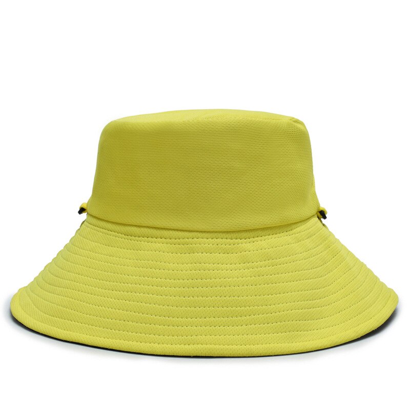 Monochrome Visser Hoed Wilde Vrouwelijke Dubbelzijdig Met Winddicht Touw Zwarte Grote Hoed Mode Zonnehoed Zon hoed Zon Hoeden: YELLOW
