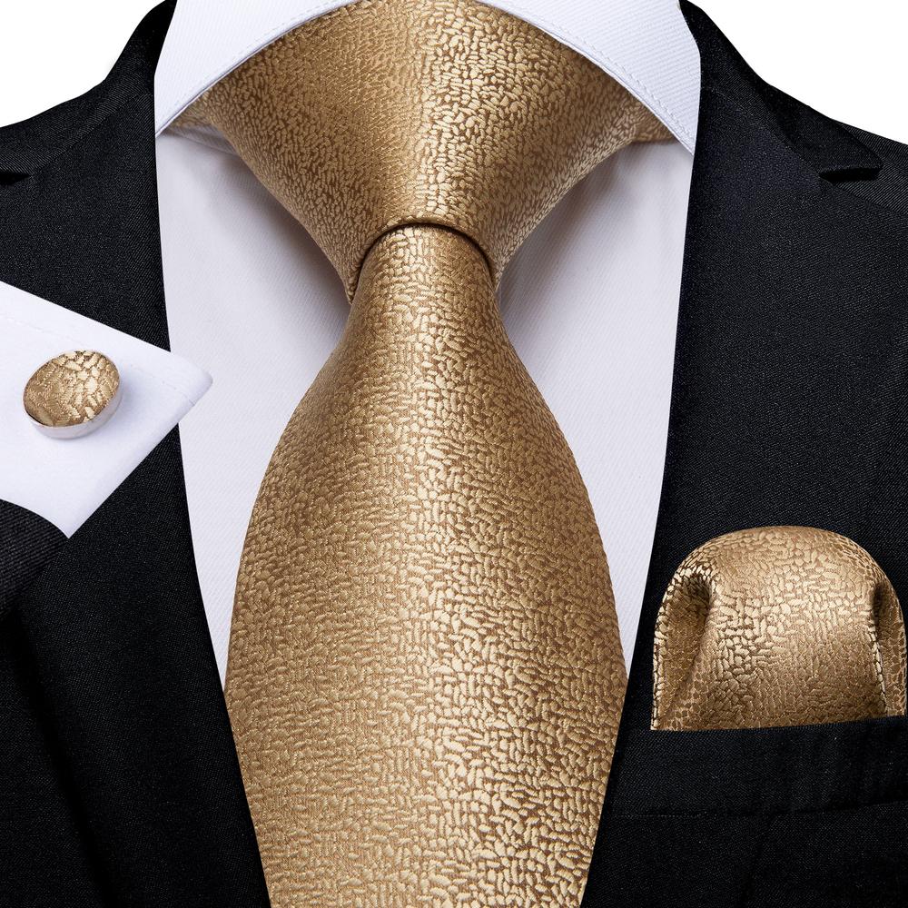 Luxury Gold Floral Ties For Men Exquisite Silk Necktie Handkerchief Cufflinks Sets Groom Wedding Business Party LN-6367: black