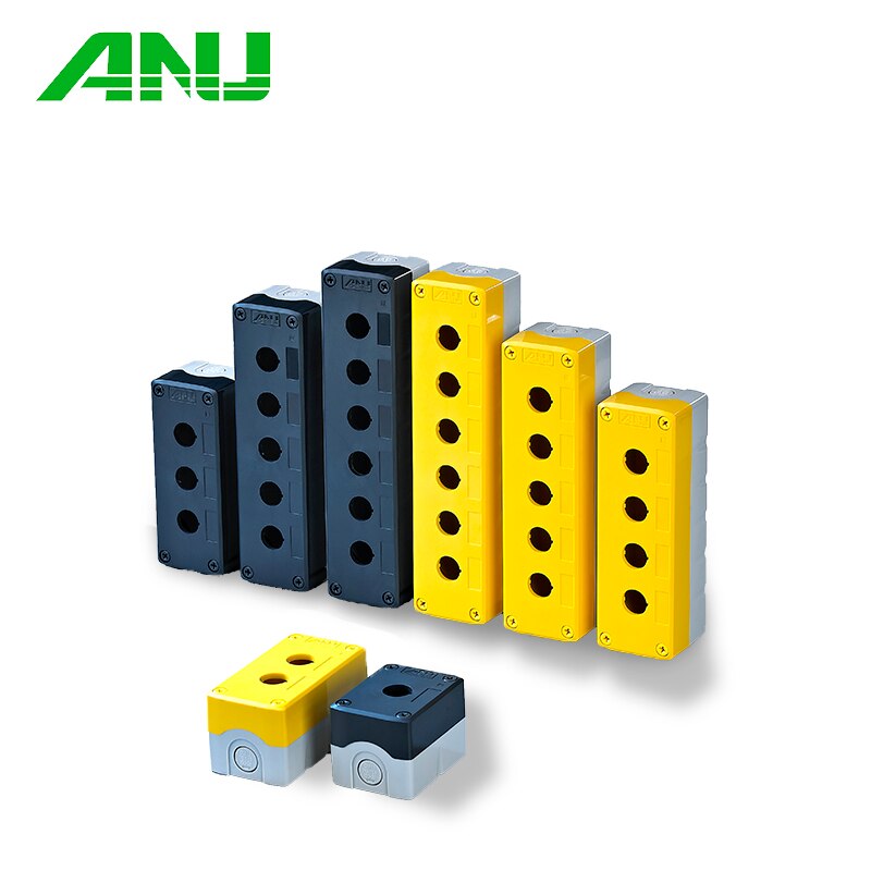 Waterproof Push Button Switch Box Suit For Emergency Stop Indicator Yellow/Gray IP66 PC+ABS 2 Hole Control Box