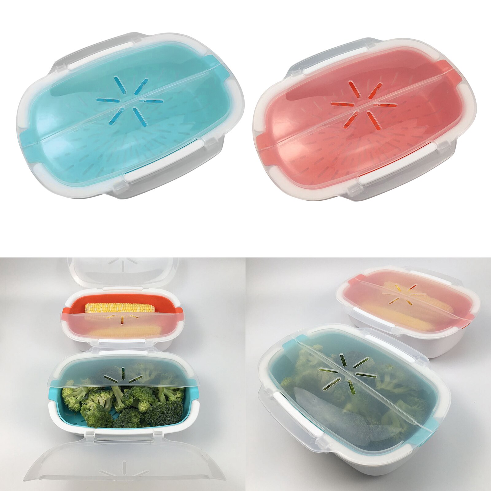 Microwave Mini Steamer Steaming Rice Cooker Multifunctional Food Steamer PP Microwave Cooking Reheating Lunch Box Container