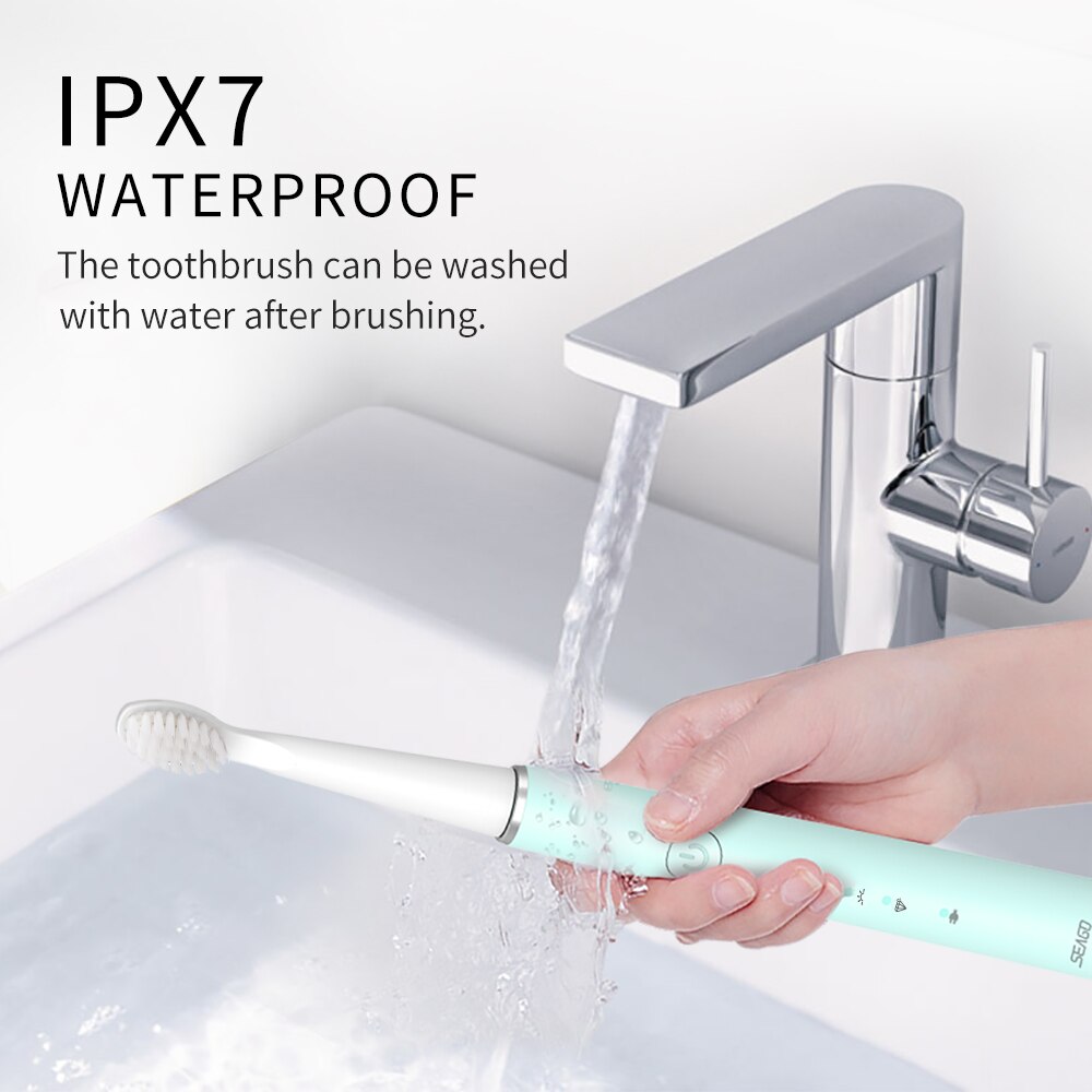 SEAGO-cepillo de dientes eléctrico sónico para adulto, recargable, de viaje, impermeable, electrónico, 8 cabezales de repuesto suaves,