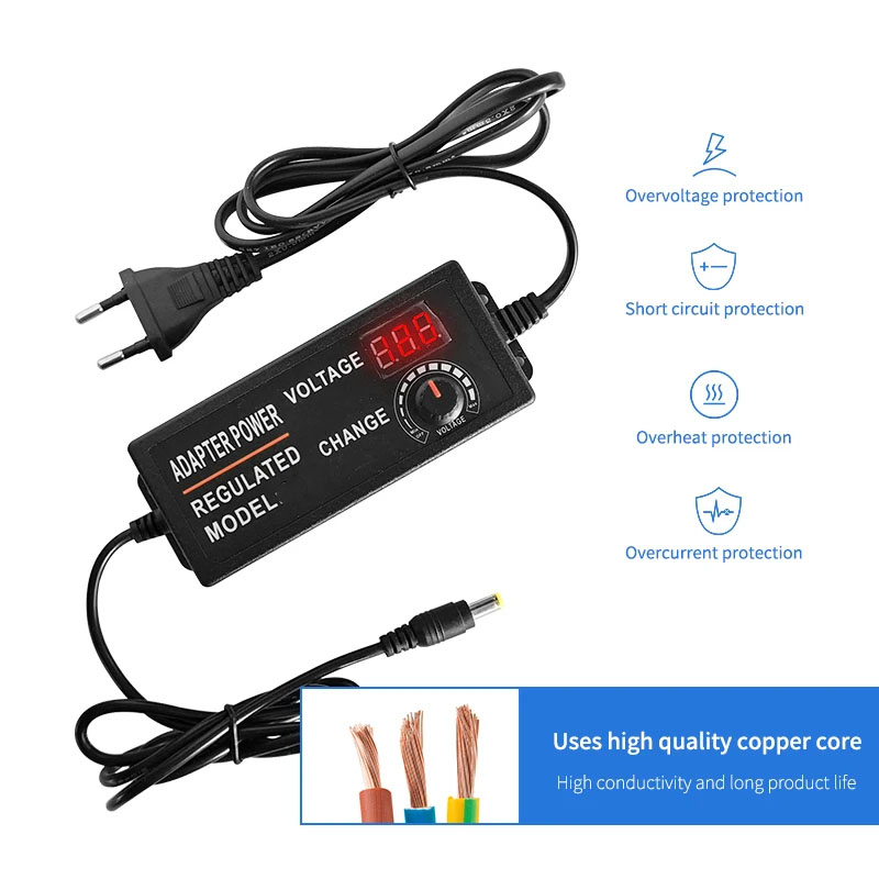 Adjustable AC To DC Power Supply 3V 5V 6V 9V 12V 15V 18V 24V 3A 5A Power Supply Universal 8 Pin DC 48W 60W 72W Adapter