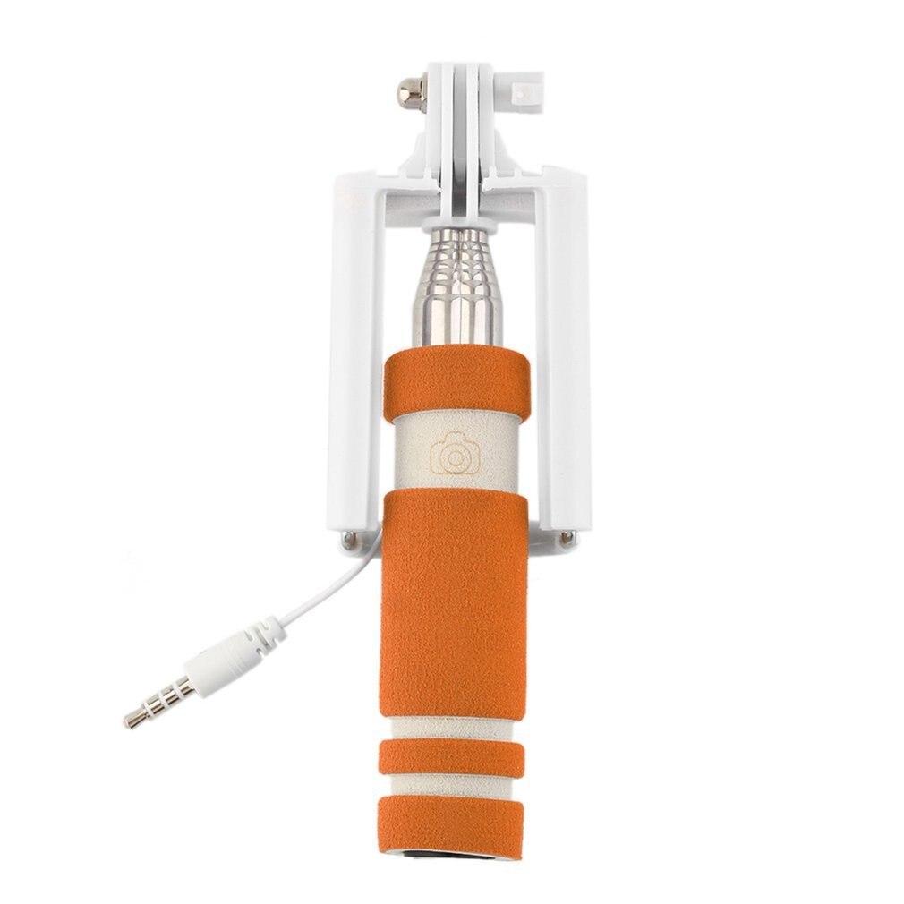 Colorful 14-60cm Mini Extendable Handheld Selfie Stick Wired Remote Shutter Monopod For iphone For huawei For Samsung: Orange