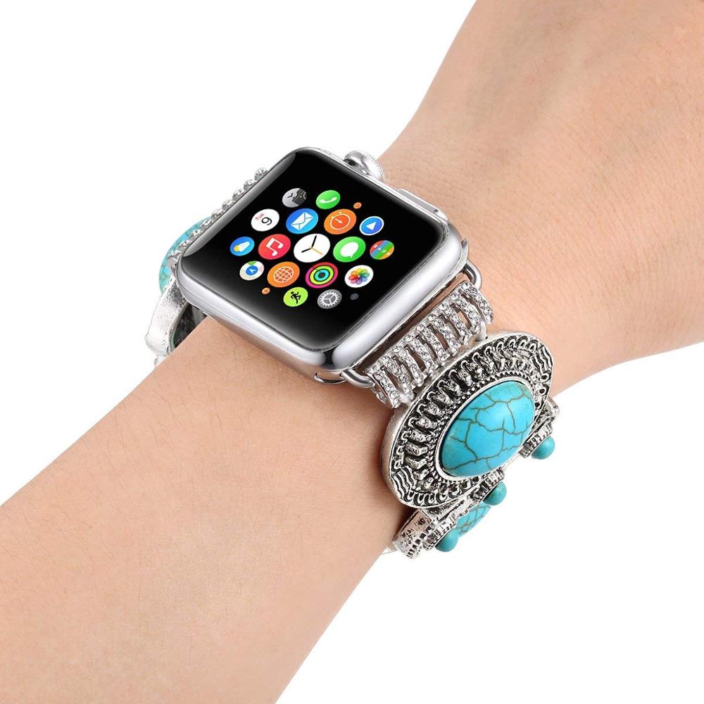strap for Apple Watch Band 38mm 40mm 42mm 44mm Women, Bohemian Ethnic Antique Style Compatible Iwatch Series 5 4 3 2 1