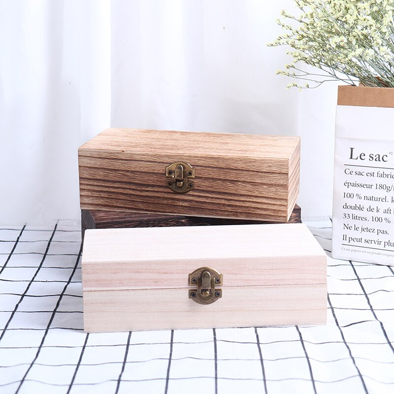 Retro Jewelry Box Desktop Natural Wood Clamshell Storage Hand Decoration Wooden Box Postcard Storage Box