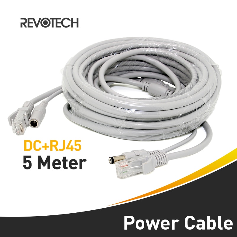 5M DC+ RJ45 Ethernet Cable Power CCTV Network Lan Cable For NVR System IP Camera