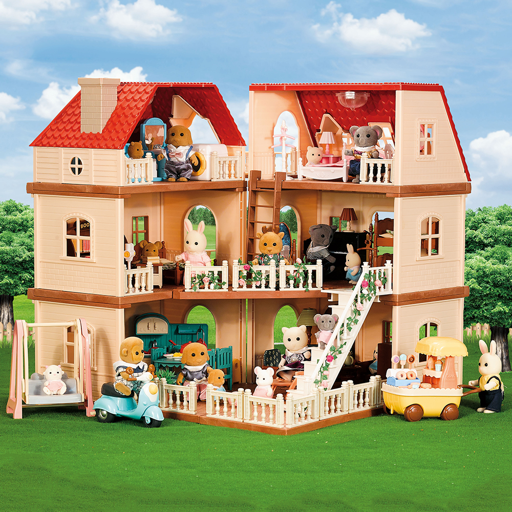 Puppenhaus Miniatur Maßstechen 1:12 Wald Familie Hase Villa Haus Einkaufszentrum Küche essen Zubehör Simulation einstellen Mädchen