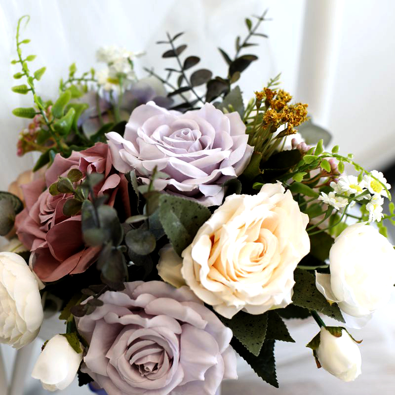 HIMSTORY INS Korean Wedding Props Artificial Flowers Bridal Roses Flowers Bridal Bouquets