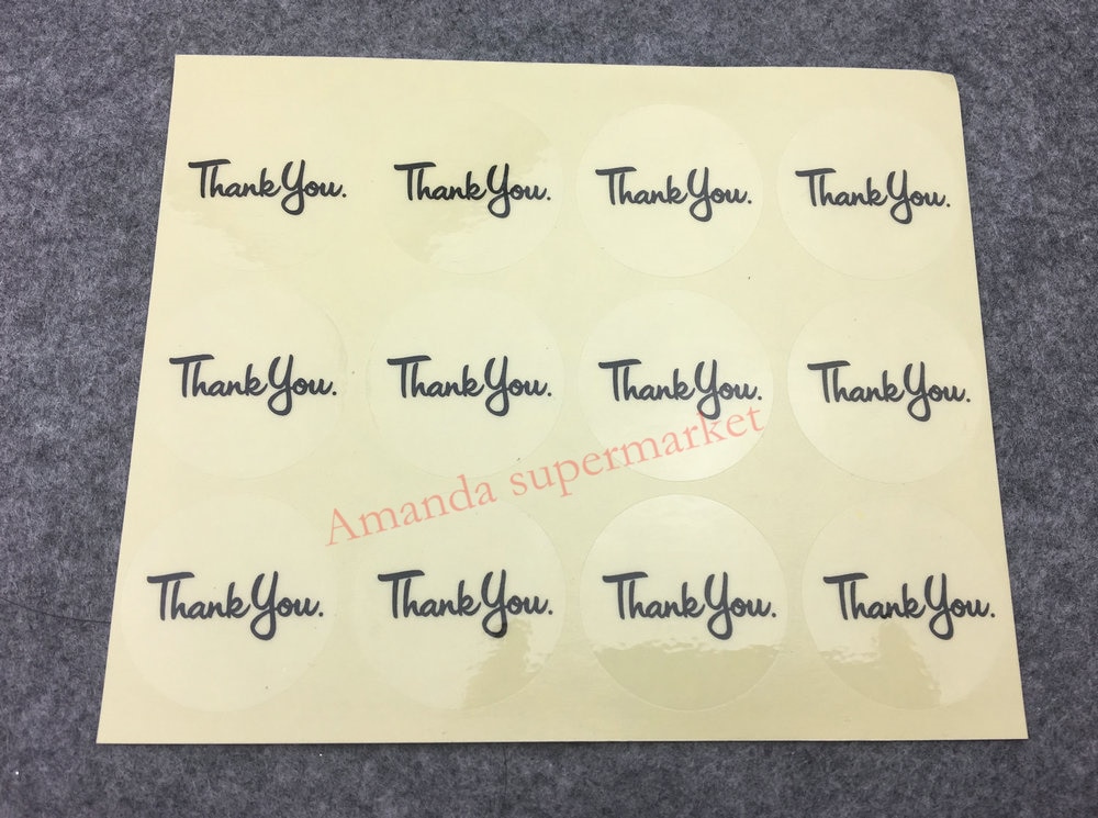 100PCS Transparent thank you Label Sticker Circular Sealing Label Sticker PVC Transparent DIY Label Diameter 30mm
