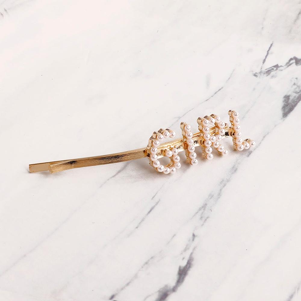 neue brief wort perle kristall haarnadel hairgrip haarspangen haar clip haarspange ornament haar zubehör: GIRL