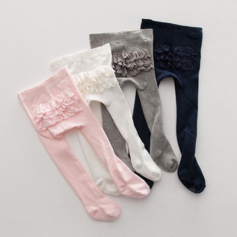 Cotton Infant Baby Tights Kids Lace PP Tights Toddler Girls Pant Floral Anti Slip Pantyhose Children Clothing