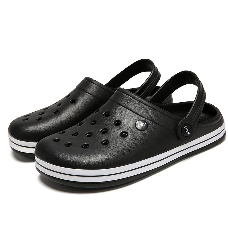 Sabot Original confortable femmes hommes classique sandales d'été en plein air chaussures de plage Fit Flop sans lacet jardin eau Ombre pantoufles: Black / 6