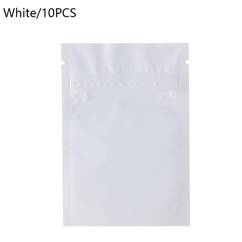 10 stk miljøvenlig aluminiumsfolie lille pose organisation blank varmeforsegling flad lynlås detail opbevaringspose: Hvid -10 stk