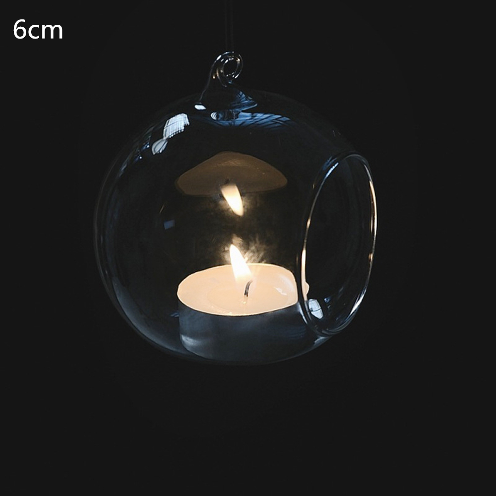 Retro glaskugle hængende stativ lysestage bryllup jern kunst boligindretning bord lanterne: 6 cm