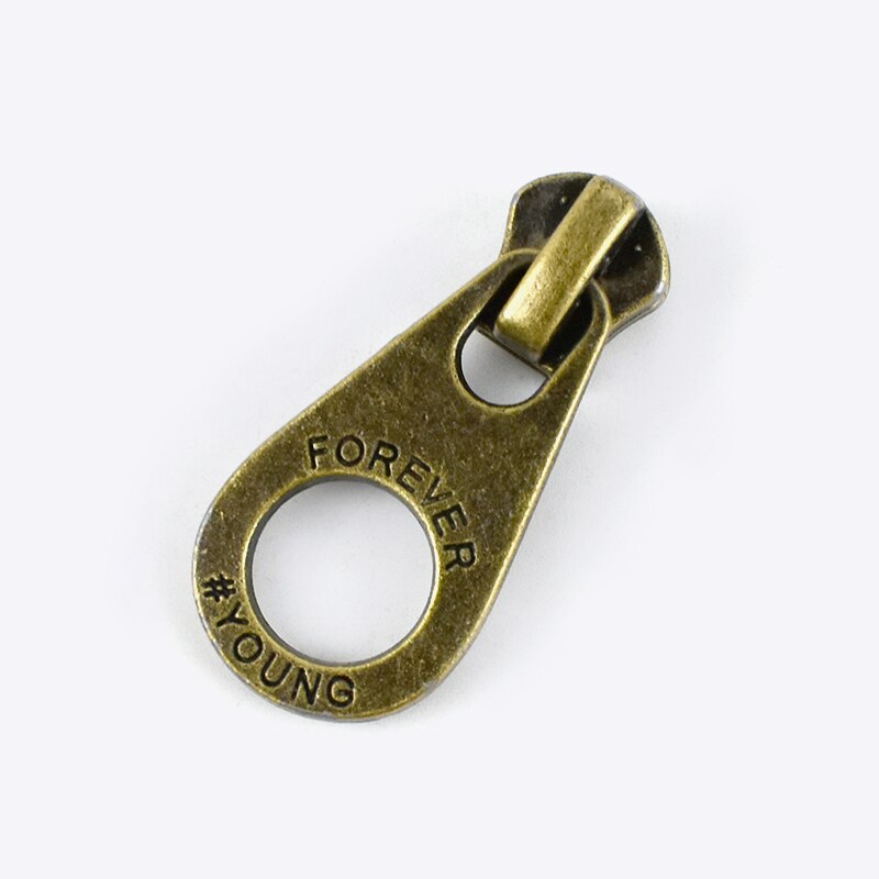 Meetee-cremalleras de Metal con cabeza, deslizador de cremallera de bronce Retro Para chaqueta, bolsos, Kits de reparación de cremalleras, accesorios de costura de ropa DIY, 5 piezas, 5 #: Bronze-B-No5