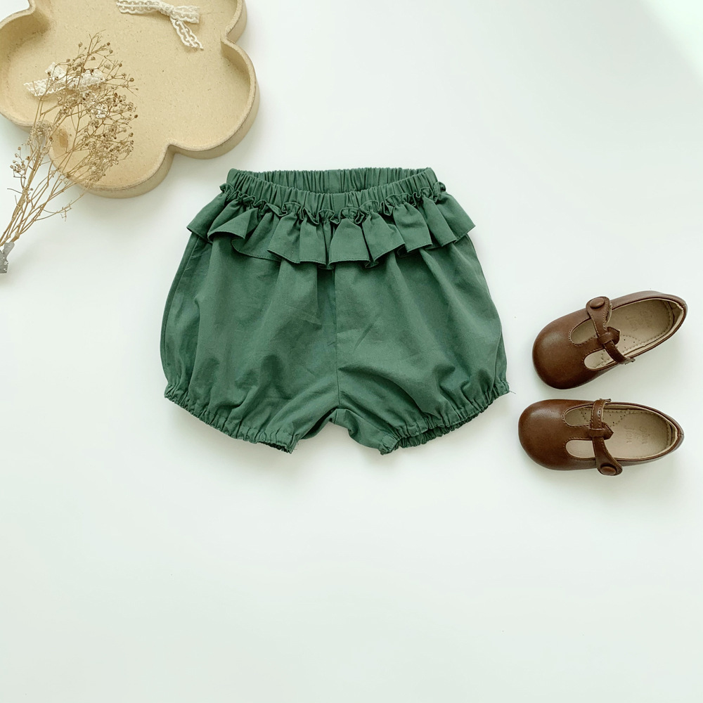 Estate nuove ragazze pantaloncini neonata cotone carino foglia di loto lanterna pantaloncini moda bambini bambini increspature pane pantaloni corti Bloomers: 120