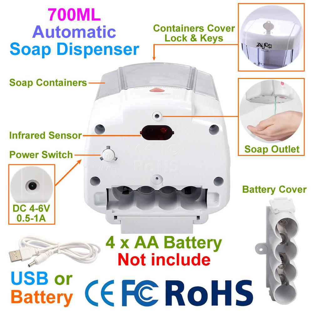 700ml Automatic Soap Dispenser Touchless Hand Washing Disinfectant Sanitizing Machine Hotel Hospital Bathroom Liquid Dispensador