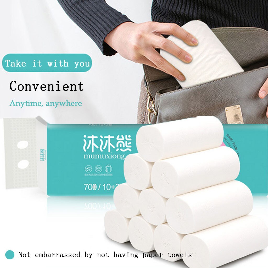 12pcs Roll Paper Tissue Paper Roll 4 Layer Thickened Household Paper Thick Kitchen Paper Towels Soft Skin Tissue Roll Paper