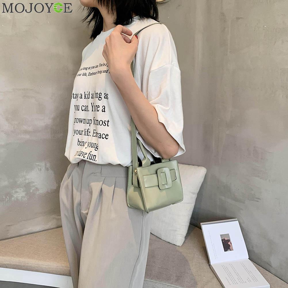 Frauen PU Leder Schulter Crossbody Totes Taschen Damen Mini fest Farbe Bote oben-handhaben Handtasche