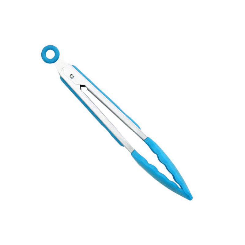 1 PC Siliconen Voedseltangen Keuken Koken Gereedschap Gebruiksvoorwerpen Tang Barbecue Anti-Slip Voedsel Clippers BBQ Gereedschap Accessoires: Sky Blue / 12 Inch