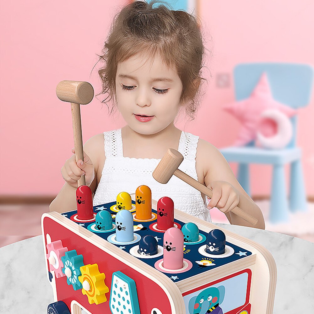 Kleurrijke Houten Whack-A-mole Game Baby Meisje Jongen Speelgoed Hand Kloppen Hamster Early Educatief Cartoon Hand-oog Coördinatie Speelgoed