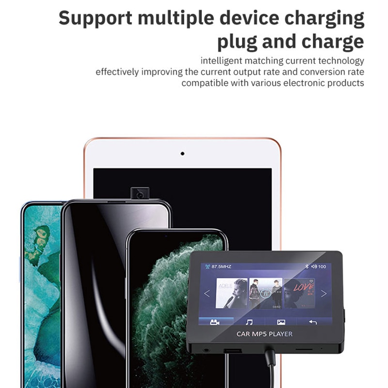 Bluetooth 5.0 Car MP5 Player FM Transmitter Support TF U disk music player with Remote Controller Multi Media Player