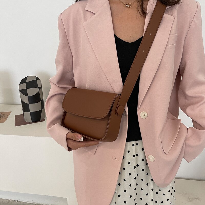 Borsa a patta semplice in tinta unita per donna borsa a tracolla in pelle PU borsa per ascelle Fashin borsa per ascelle Casual Designer borsa da donna