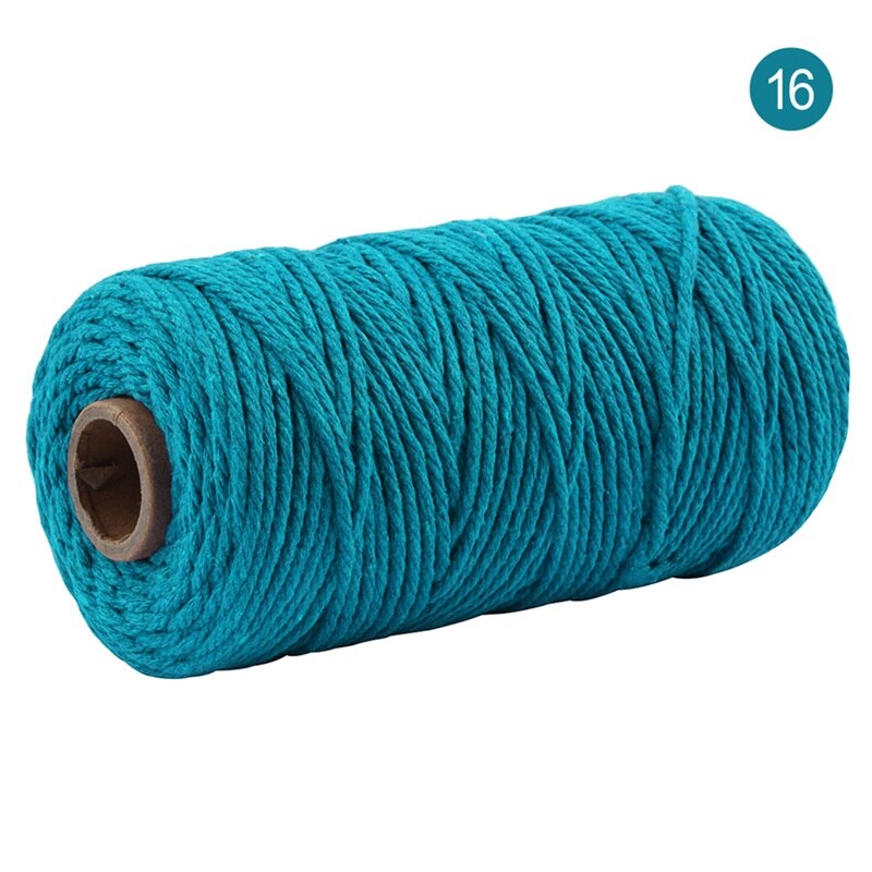 Cordon coloré 100% coton de 3mm, cordelette pour macramé artisanal, accessoire décoratif pour de mariage, 100 mètres/rouleau: color 16