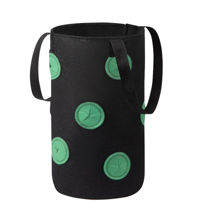 Sacchetti per piantare tessuti in feltro vaso per coltivazione di fragole vasi da giardino verticali borse da giardino sospese con tasche per visualizzazione 13 fori: nero  grow pot