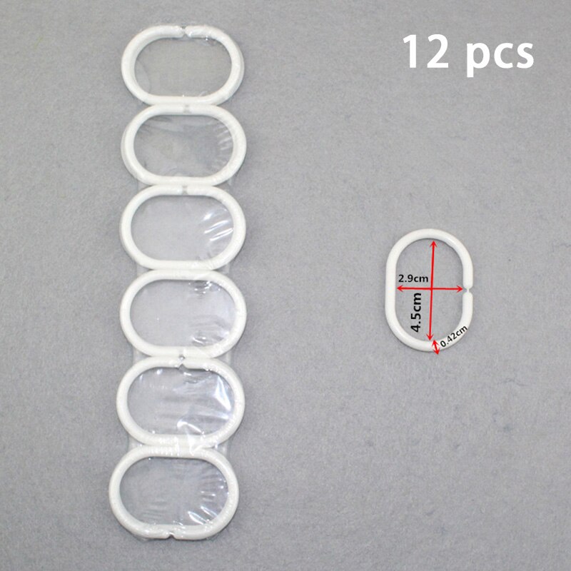 12 stuks/set voor huishoudelijke gordijnaccessoires pp plastic duurzame douchestang haak hanger badbenodigdheden voor gordijnroedes: Wit