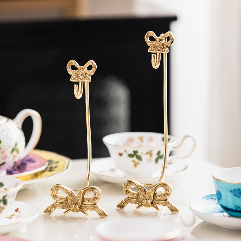 Messing Kop Schotel Opbergrek Home Decor Strik Rose Ornamenten Desktop Bekerhouder Opknoping Retro Koffiekopje Opslag Afvoerrek
