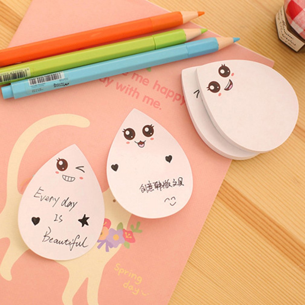 DC008 adorables notas adhesivas en forma de gota de agua Kawaii suministros escolares sonrisa Post-it nota pegatinas papel Oficina papelería