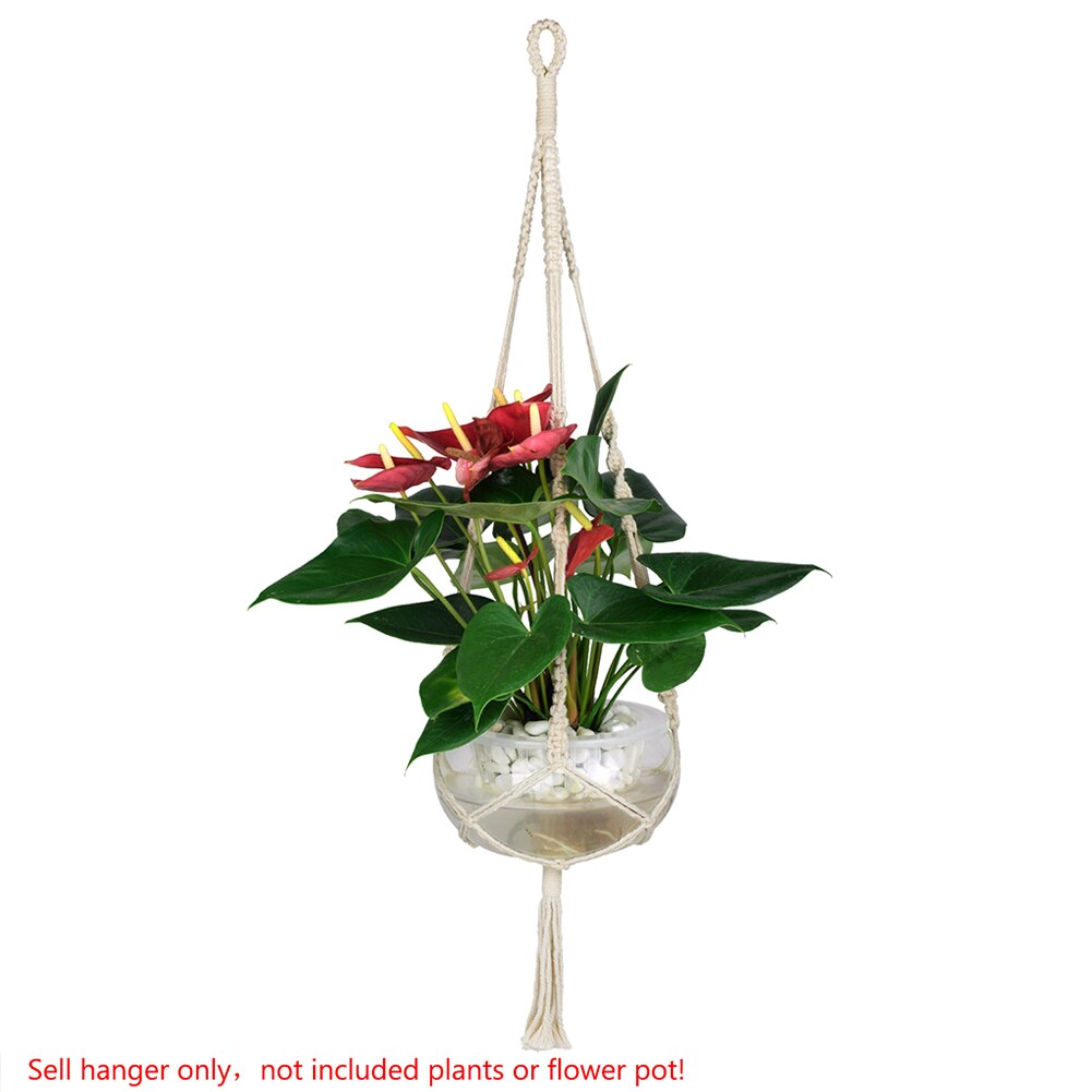 WITUSE 1PC Macrame Plants Hanger Hook 4 Legs Retro Flower Pot Hanging Rope Holder String Home Garden Balcony Decoration Wall Art: Type B 91cm