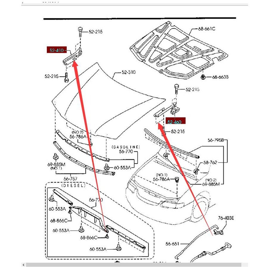 car body bonnet hood hinge for Mazda 323 family 1998-2005 BJ