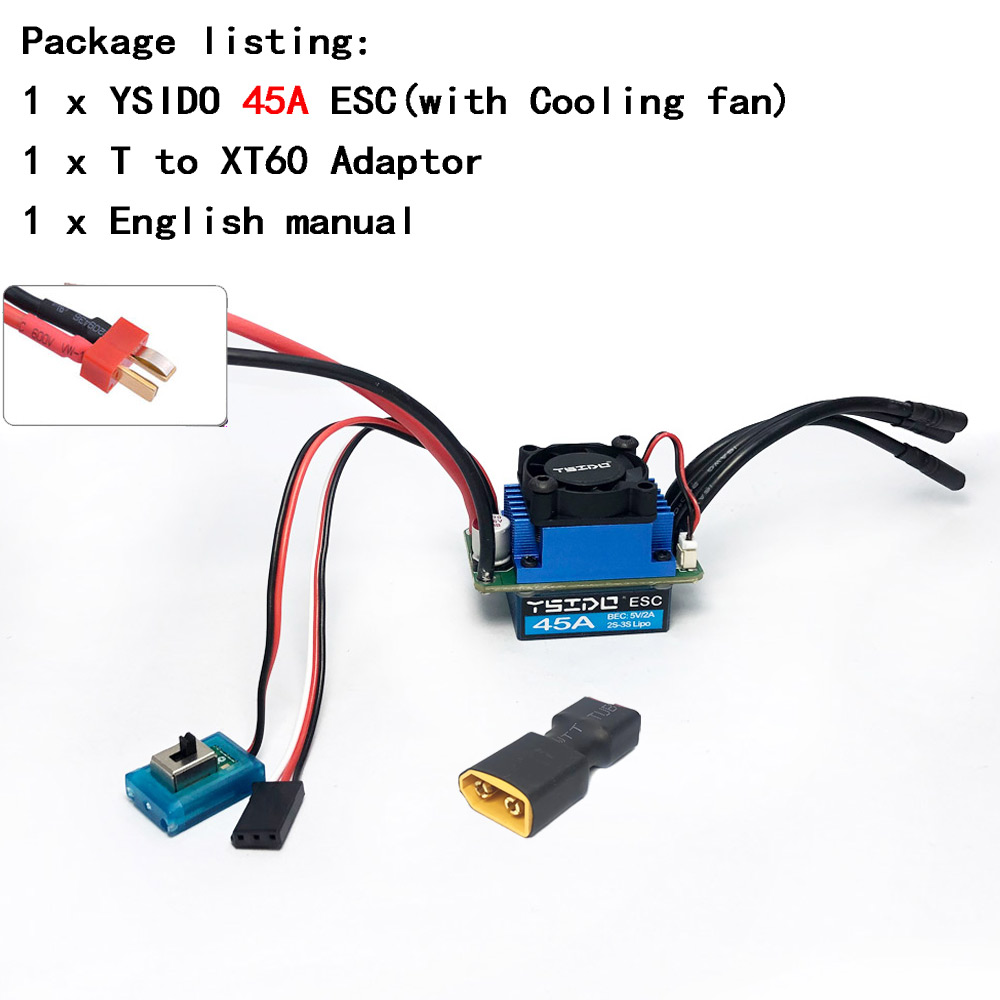 Ysido 2435 2440 2838 2847 børsteløs motor 35a 45a esc til wltoys 124016 remo Hobby xlh timaya redcat 1/12 1/14 1/16 rc båt bil