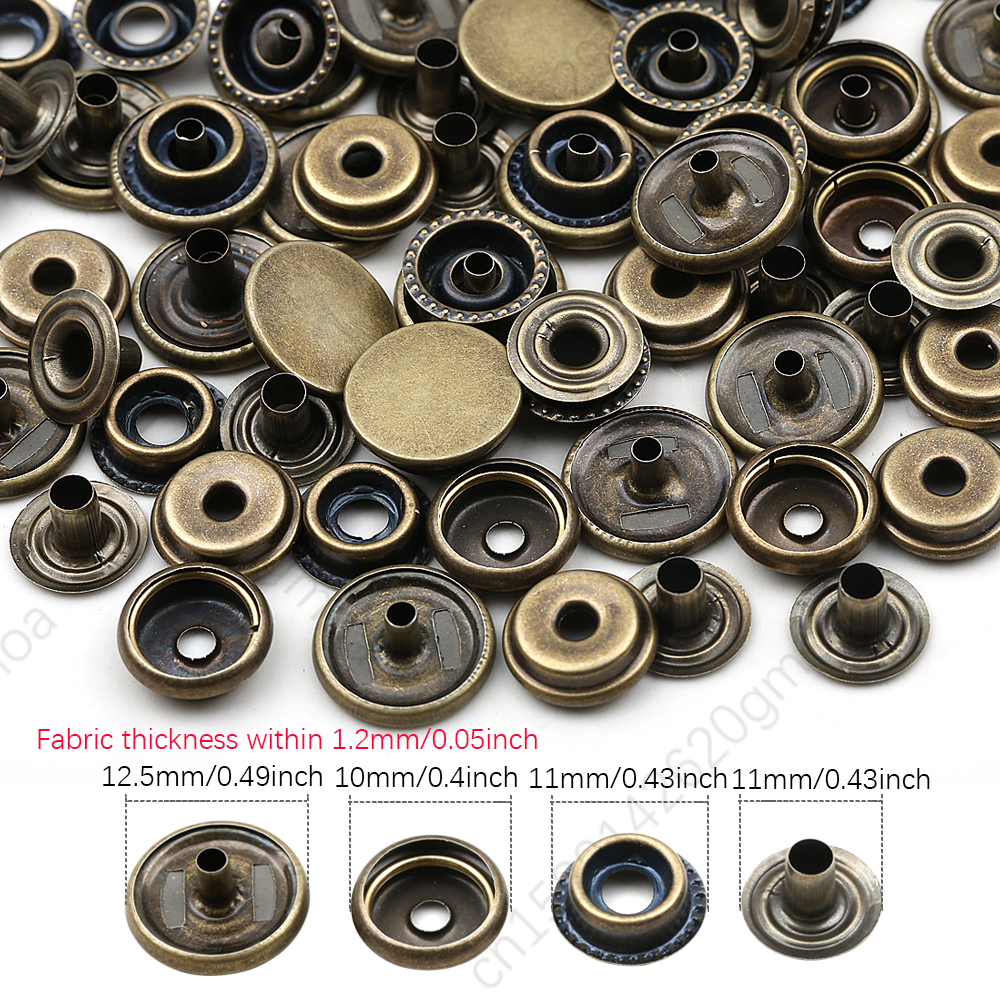 20sets/pack 10-15mm Metal Snap Buttons Sewing Accessories Botones Snaps Button For Clothing bags Leather Pressure Snap Fasteners