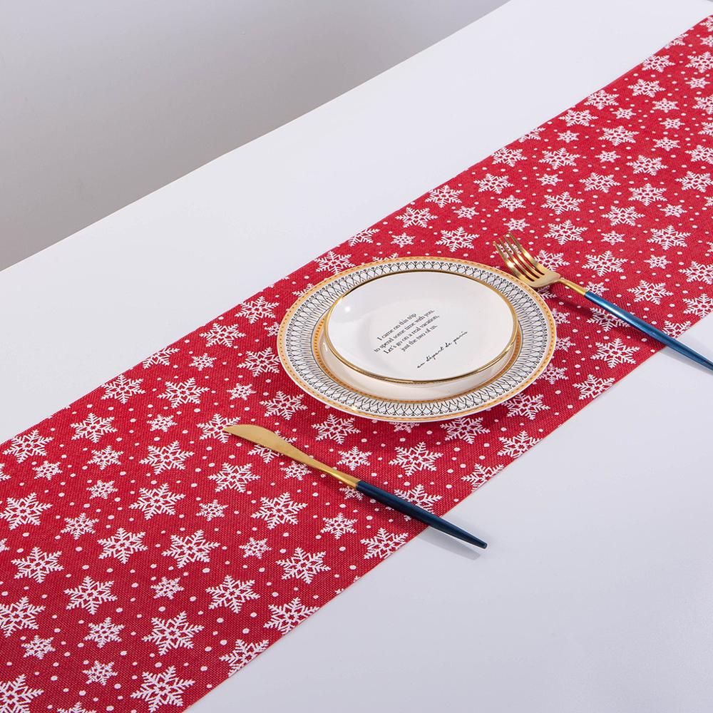 28x270CM Kerst Tafel Sneeuwvlok Mat Tafelkleed Kerst Vlag Thuis Party Decoratieve Kerstman Tapestry Tafellopers FB: 06