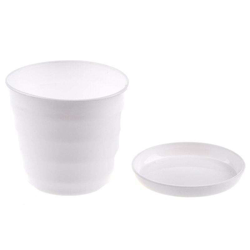 Ronde plastic bloempot plantenbakhouder met dienblad thuiskantoor tuindecoratie wit