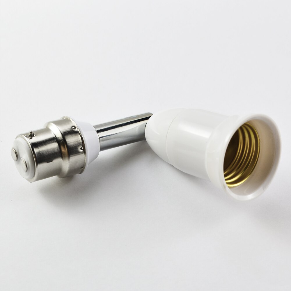 Fleksibel  e27 to b22 led lampe sokkel pæresokkel med 10cm forlengelseslysholder omformere pc+ aluminium hvit
