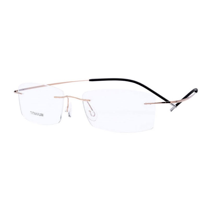Montura de gafas de titanio súper ligera y Flexible, sin montura, para mujeres y hombres, gafas graduadas ópticas: Dorado