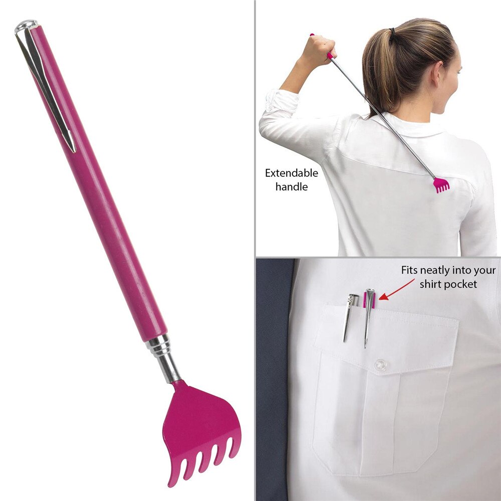 Bâton de Massage télescopique Anti-démangeaison pour le dos, en acier inoxydable, jaune et bleu, réglable, pour la relaxation