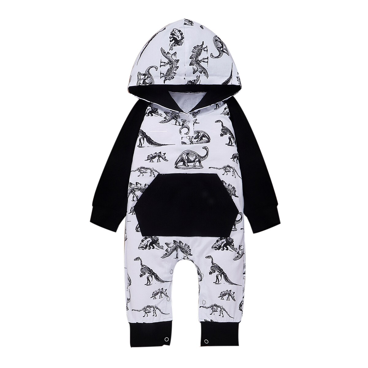 2019 Primavera Outono Bebê Roupa Infantil Roupas de Bebê Menino Manga Longa Dinossauro/Camuflagem Bolso Romper Macacões Outfit Geral: Dinosaur / 24 m