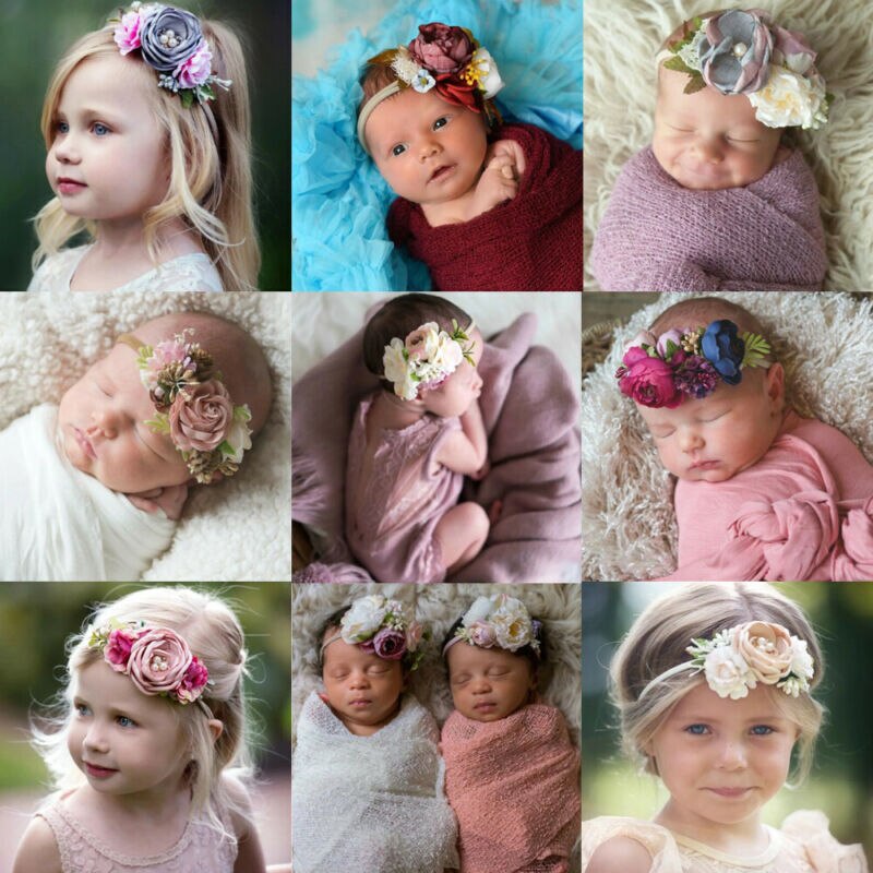 Accessori Dei Capelli Della Neonata 3pz Bambini Del bambino Del Fiore di Cerimonia Nuziale Ghirlanda di Capelli Della fascia Floreale corona Fotografia