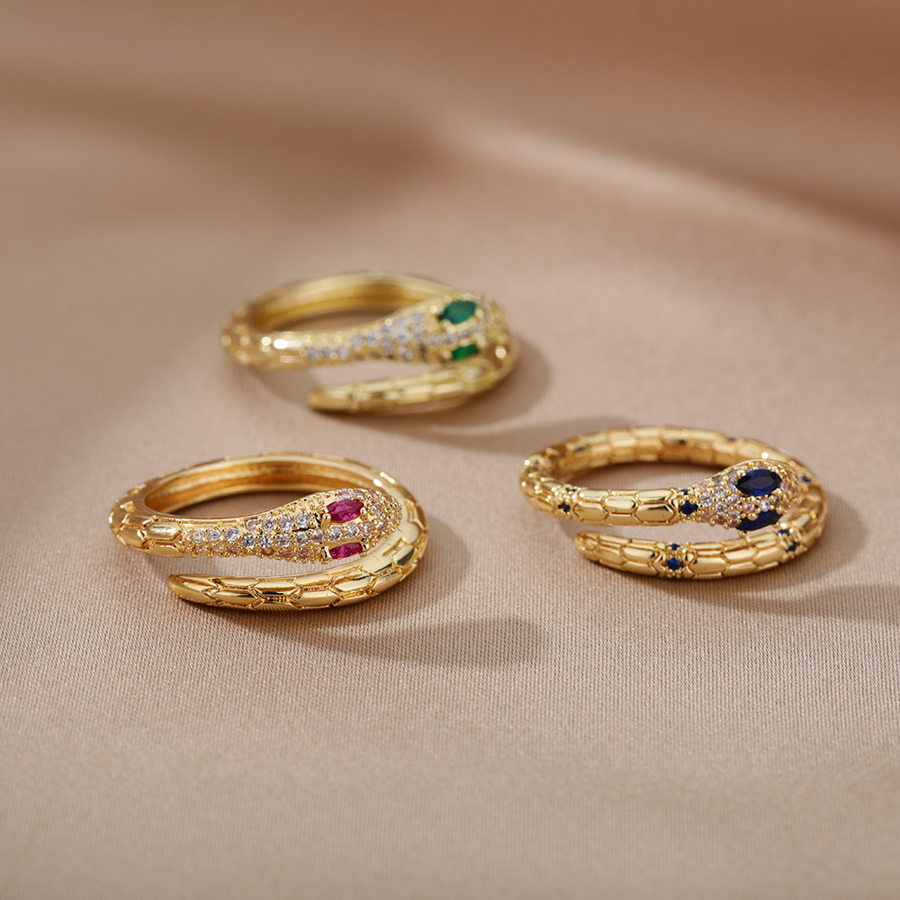Schlangenringe für damen und mädchen, verstellbare fingerringe mit zirkonia, goldringe, eheringe, paarringe, schmuck, anillos mujer