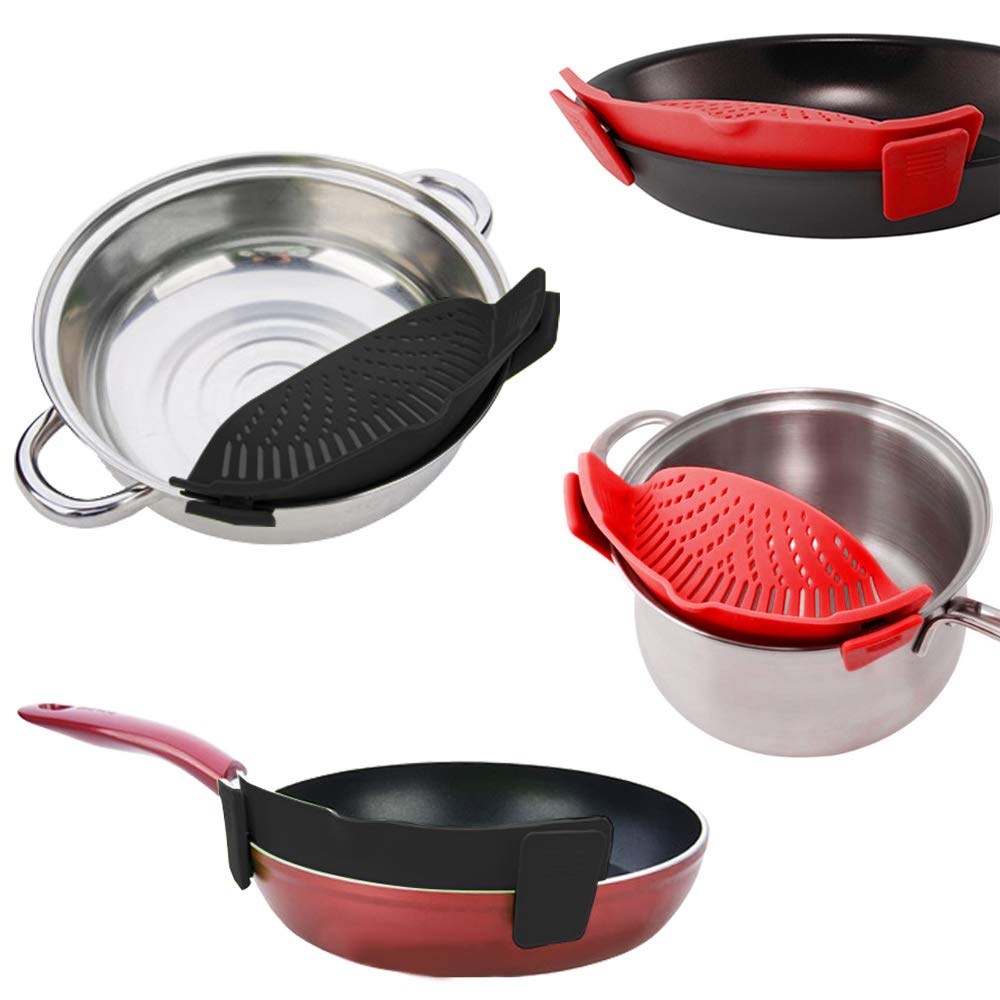 Colador de tensión de drenaje de cocina, colador de silicona con Clip, se adapta a todas las ollas y cuencos, Clip embudo escurridor gadget de cocina
