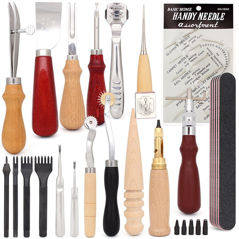 WedDecor Lederen Kleermaker Priem Met Houten Handvat - 12 Cm Krasgat Polijstgereedschap Voor Lederwerk & Hout