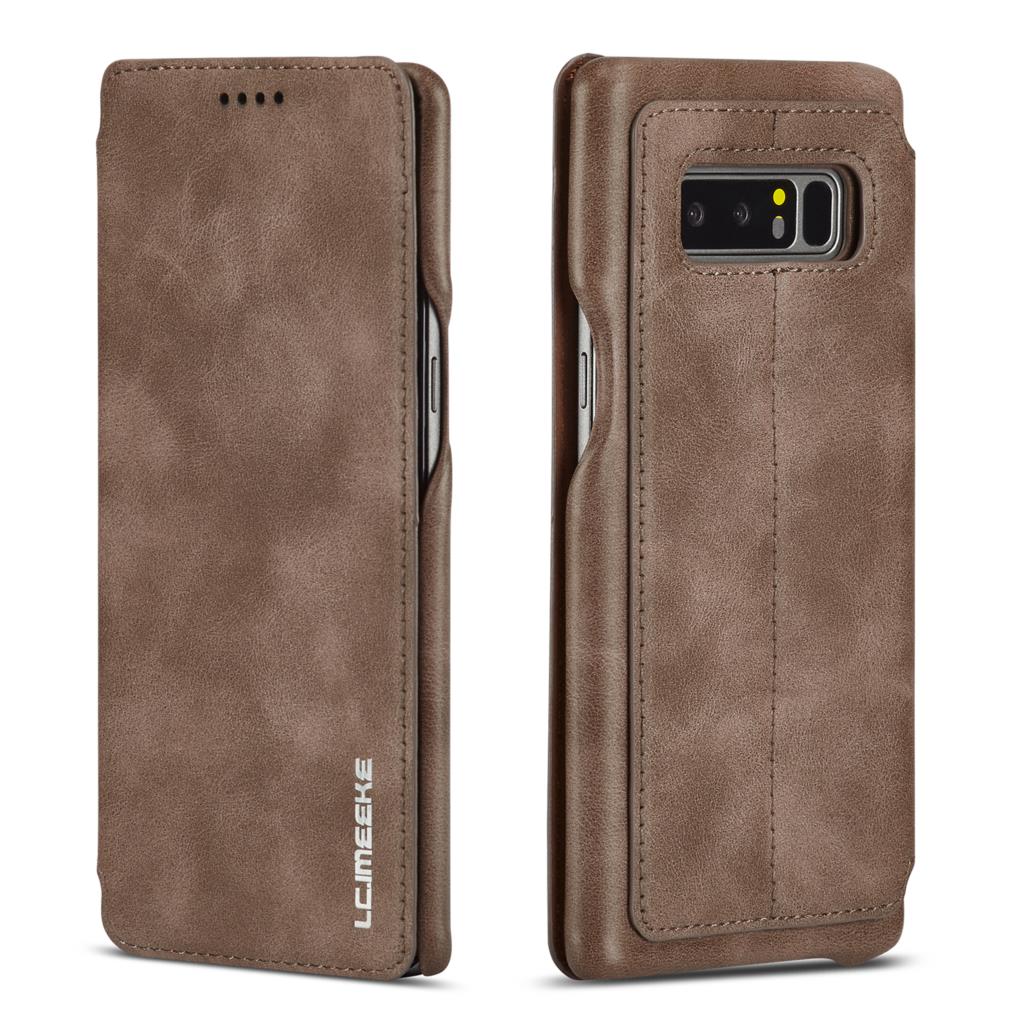 Funda con tapa magnética de lujo LC. Imeke para Samsung Galaxy Note 8 N950F, Funda de cuero retro para negocios, funda simple: HongGu Gray / Only Case