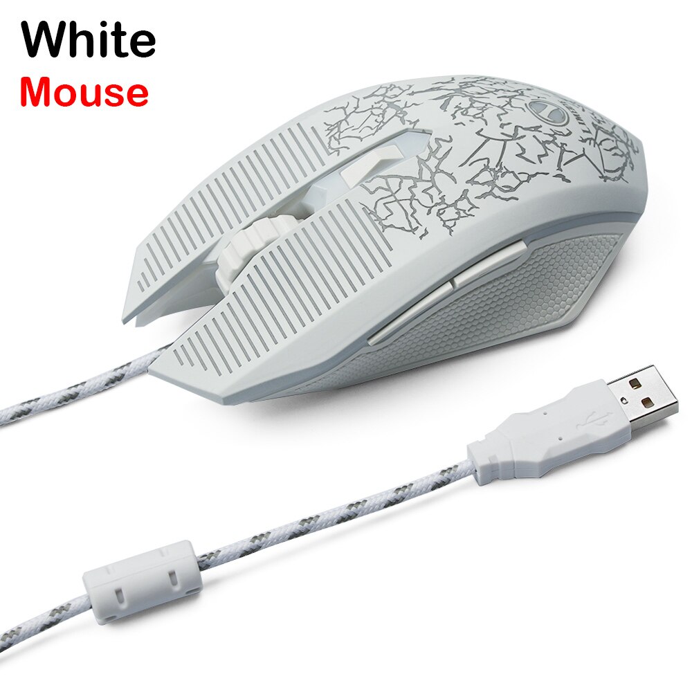 T6 Rainbow Backlit Luminous Keyboard Mouse Set Desktop Computer Game Mechanical Hand Feel For PC PS4 PS3 Xbox One: white Mouse